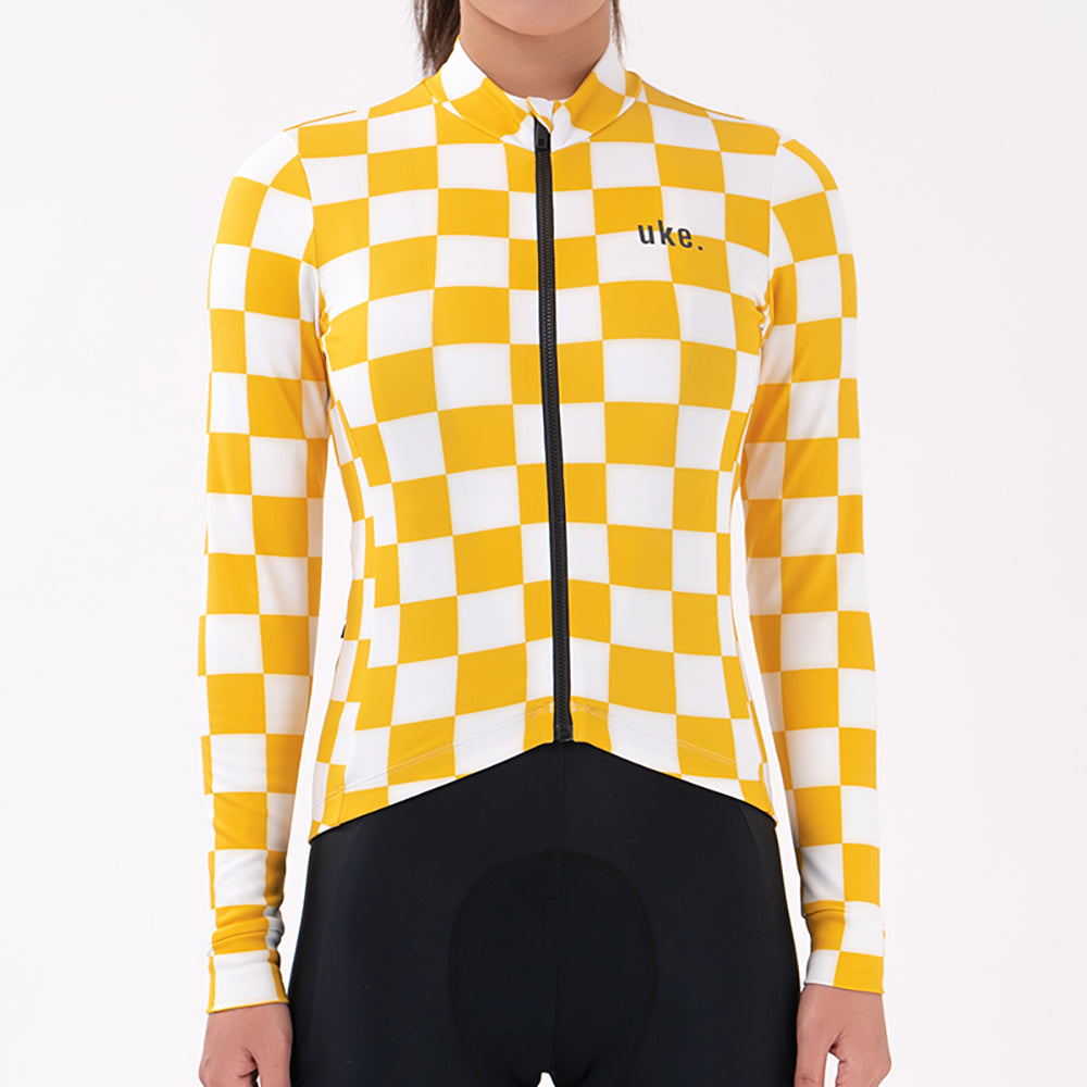 Women's Training Thermal Cycling Jersey Youth-Lemon white