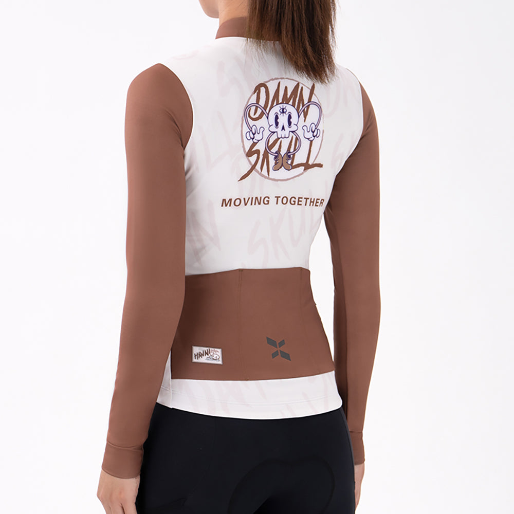 Women's Training Thermal Cycling Jersey Skull-Caramel